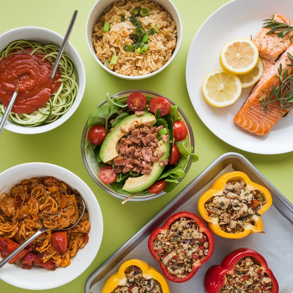 Low-carb recipes A variety of 5 simple low-carb dishes beautifully plated