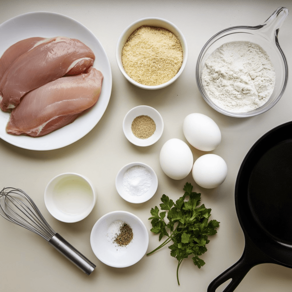 all the ingredients for Parmesan crusted chicken
