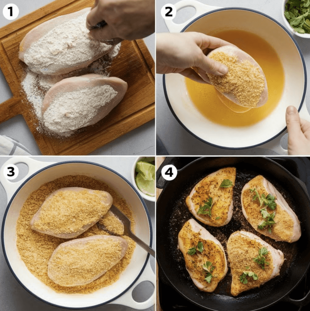 A Steps by step Parmesan crusted chicken