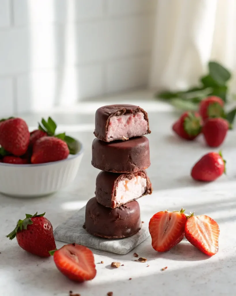 Chocolate Strawberry Frozen Yogurt Bites