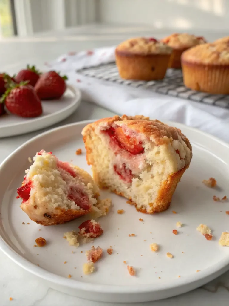 Healthy Strawberry Cottage Cheese Muffins