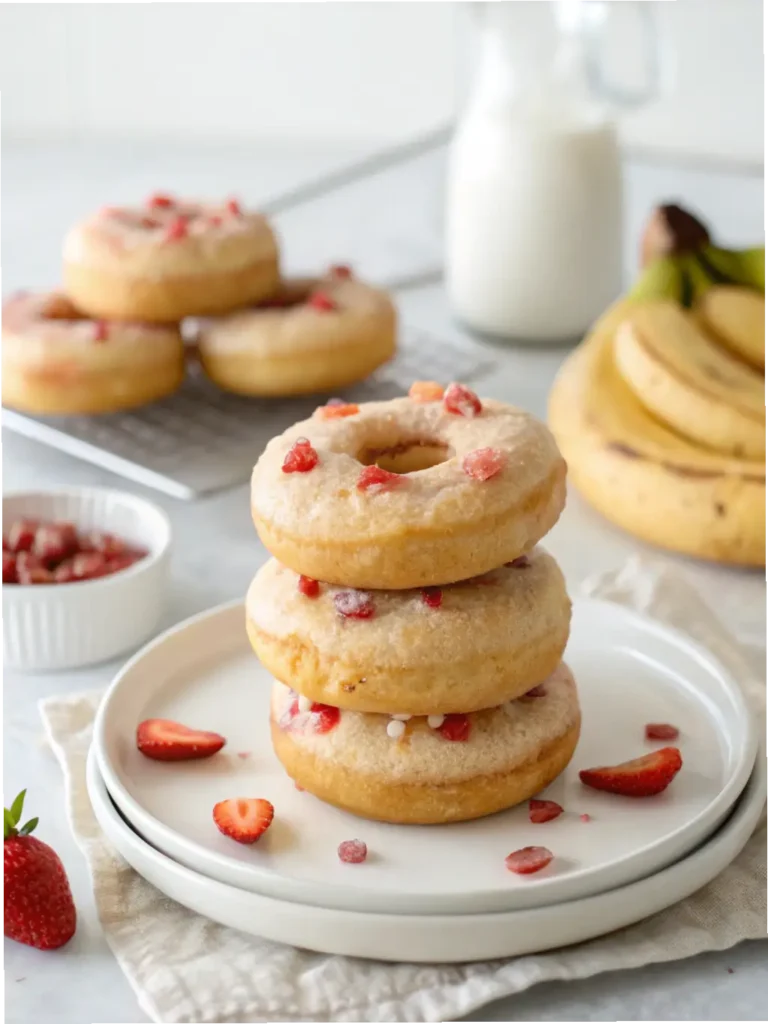 Healthy Strawberry Banana Donuts
