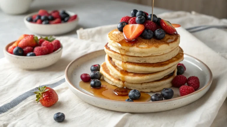 Fluffy Lemon Ricotta Pancakes with Fresh Berries