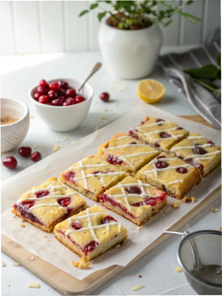 Cherry Bars with Lemon Glaze