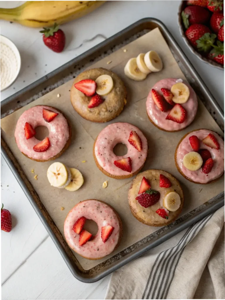 Healthy Strawberry Banana Donuts