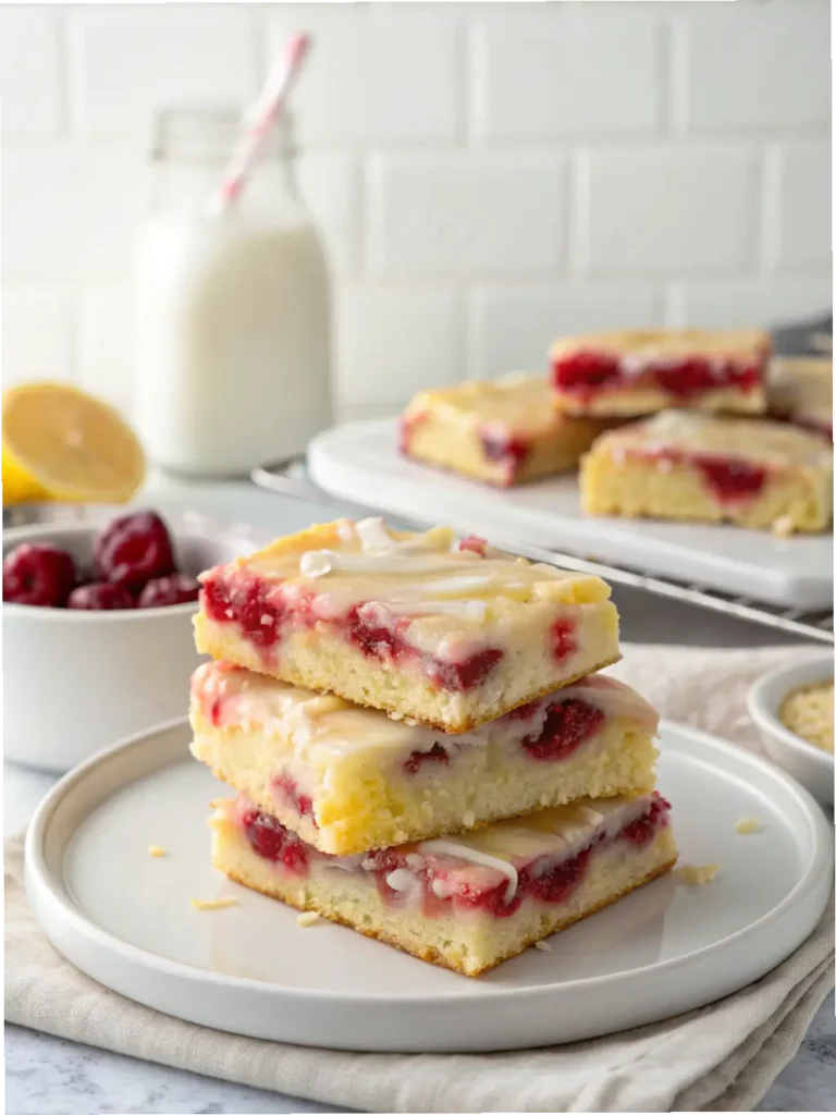 Cherry Bars with Lemon Glaze